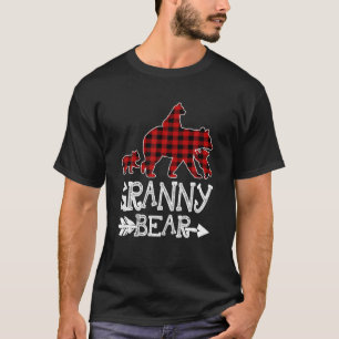 Granny Bear Three Cubs Red Kariert Mama Christmas T-Shirt