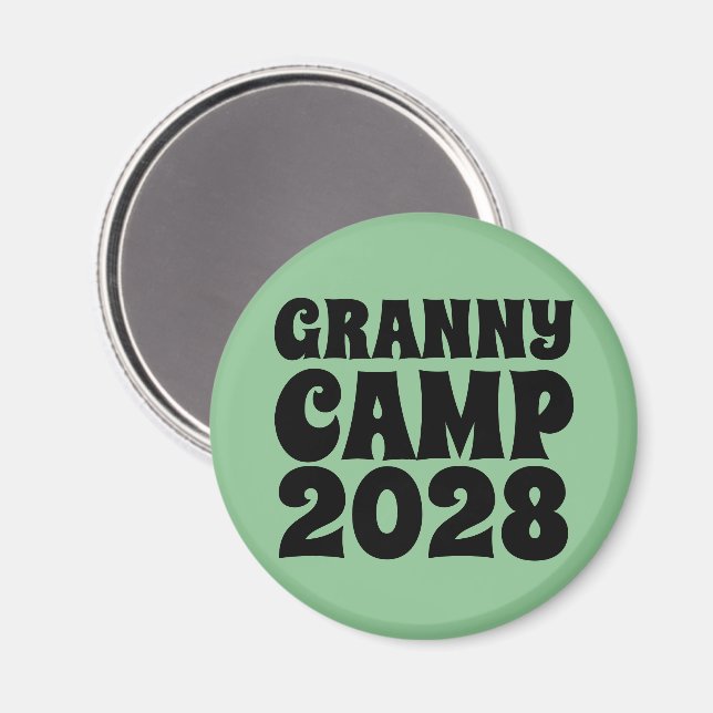 Granny Camp Retro Grüner Text Magnet (Vorderseite/Rückseite)