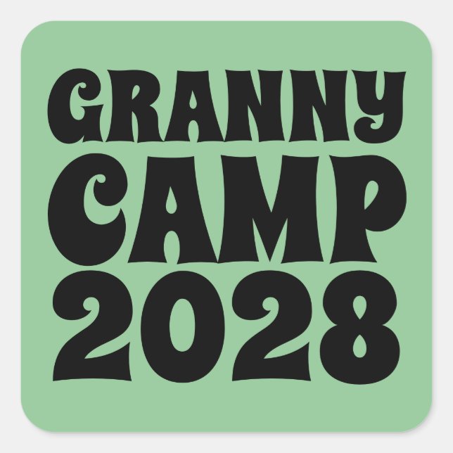 Granny Camp Retro Grüner Text Quadratischer Aufkleber (Vorderseite)