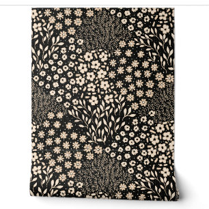 Granny Chic Country Moderne florale schwarze Beige Tapete