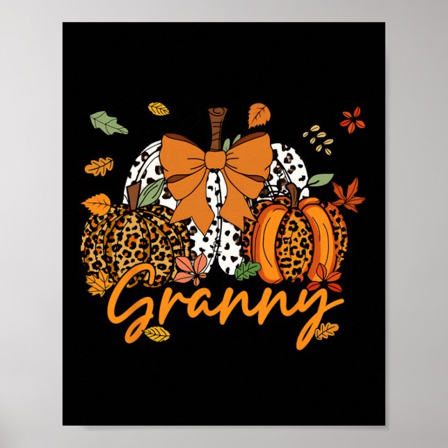 Granny Erntedank Leopard Pumpkin Coquette Bow M Poster (Vorne)