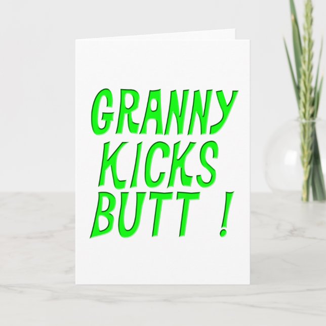 Granny Kicks Hintern! Grußkarte Karte (Vorderseite)