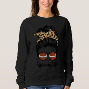Granny Life Messy Bun Hair Football Player Granny Sweatshirt