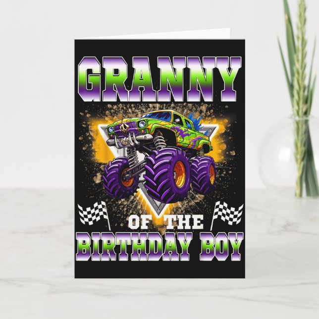 Granny Of The Birthday Boy Monster Truck Birthday  Karte (Vorderseite)