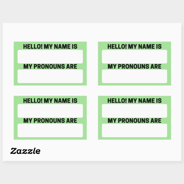 Granny Smith Name & Pronoun Labels Rechteckiger Aufkleber (Blatt)