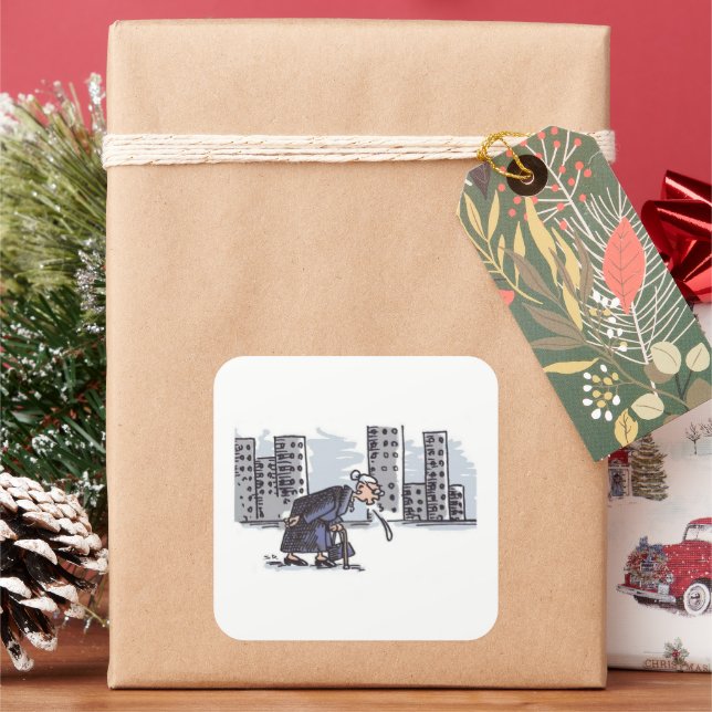 Granny Spitting ! en ville gros autocollants carré (vacances)