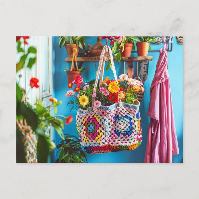 Granny Square Crochet Art Postkarte (Vorderseite)