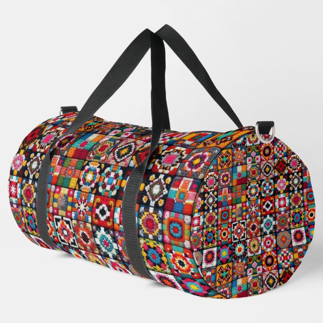 Granny Squares Crochet Pattern Blankon Print Duffle Bag (Linke Ecke)