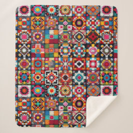 Granny Squares Crochet Pattern Blankon Print Sherpadecke