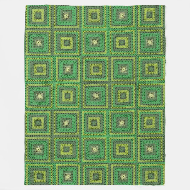 Granny Squares Green Fleece Blanket (Vorderseite)