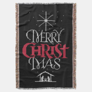 Granny Strick Christlich Ugly Frohe Weihnachtskrau Decke