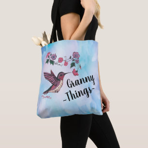 Granny Things, Hummingbird und Blume Tote Tasche