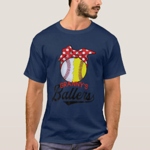 Grannys Ballers Softball Baseball Granny Mama Red  T-Shirt