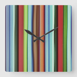 Grannys farbenfrohe Streifen mit grobem Aussehen Quadratische Wanduhr