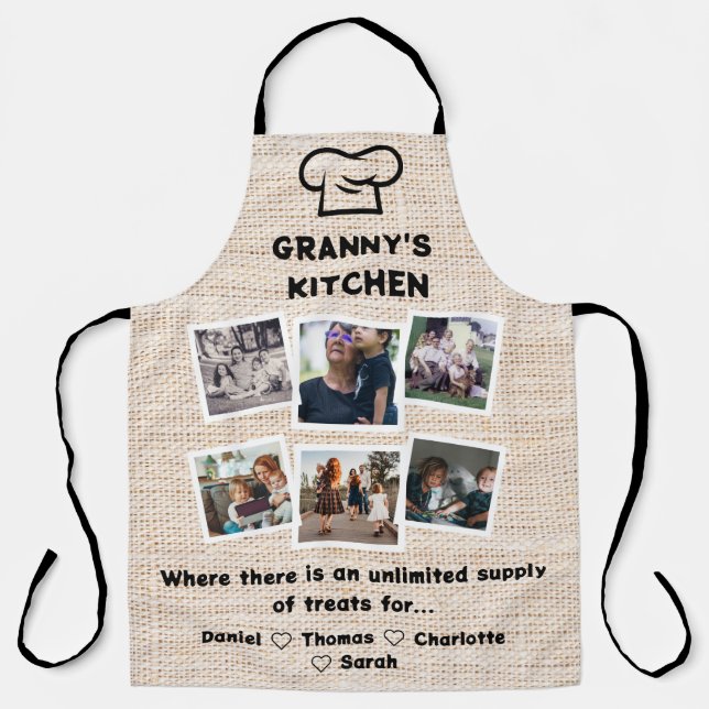 Grannys Küche mit Custom 6 Fotos & Namen Schürze (Vorderseite)