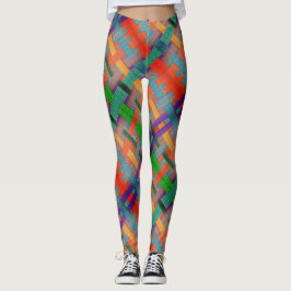 Grannys rotgekreuzte Streifen, mit gewebtem Aspekt Leggings