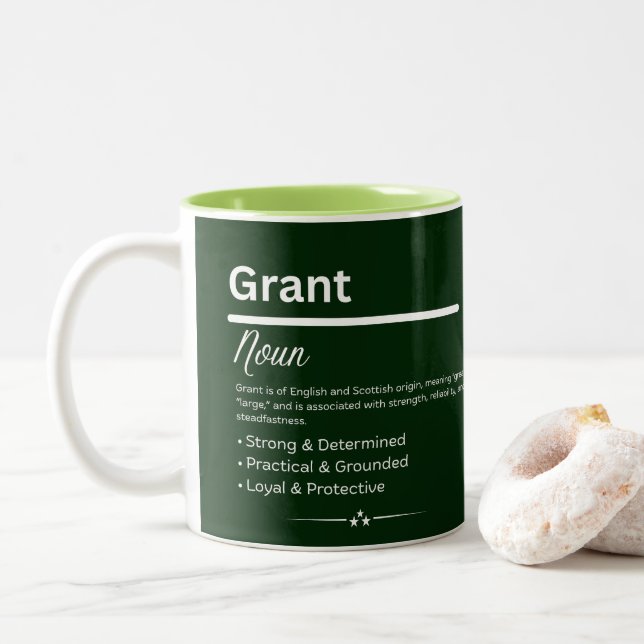 Grant Personalized Name Zweifarbige Tasse (Mit Donut)