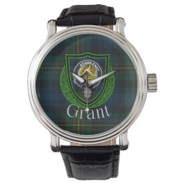 Grant Scottish Clan Tartan & Crest Armbanduhr