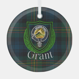 Grant Scottish Clan Tartan & Crest Ornament Aus Glas