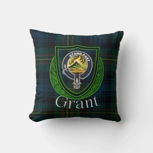 Grant Scottish Clan Tartan & Wappen Kissen