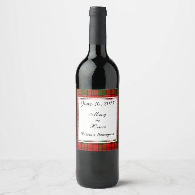 Grant Scottish Wedding Wine Label Weinetikett (Vorderseite)