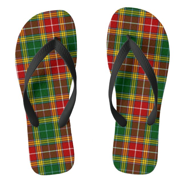 Grant Tartan Red Green and Yellow Adult Flip Flops (Fußbett)