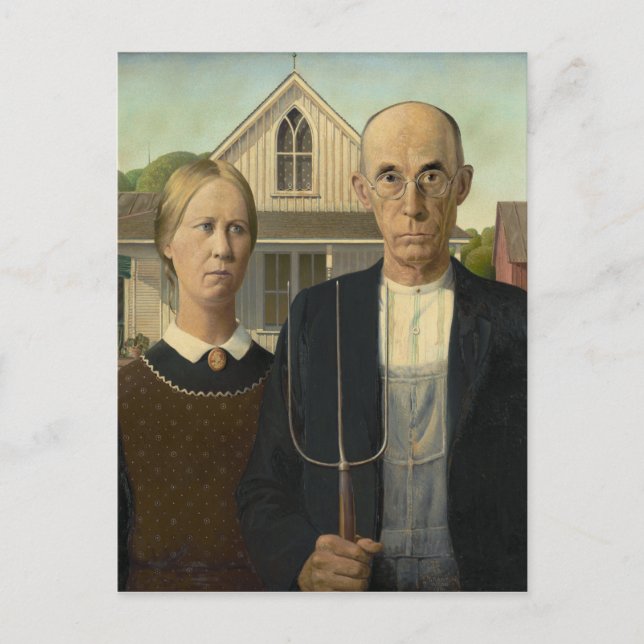 GRANT WOOD - American gothic 1930 Postkarte (Vorderseite)