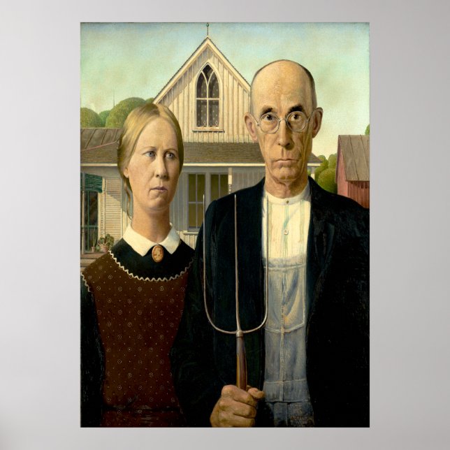 Grant Wood - American Gothic Poster (Vorne)