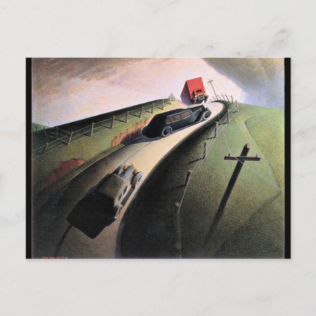 Grant Wood Artwork, Tod an der Ridge Road Postkarte (Vorderseite)