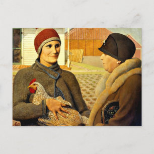 Grant Wood - Bewertung, feine Kunstmalerei, Postkarte