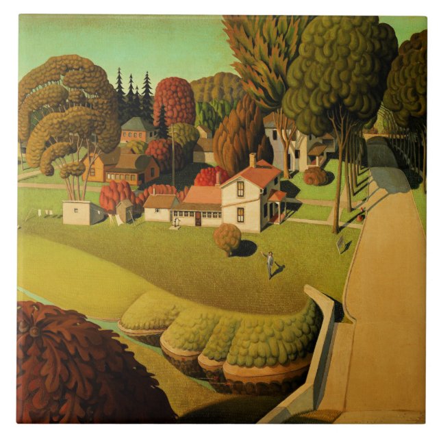 Grant Wood - Der Geburtsort von Herbert Hoover Fliese (Vorderseite)