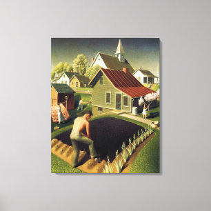 Grant Wood - Frühling in der Stadt Leinwanddruck