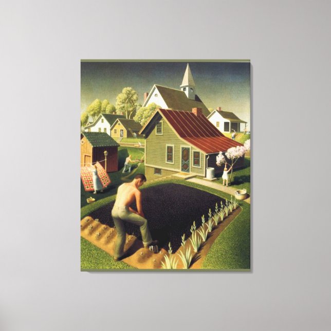 Grant Wood - Printemps en toile de ville Imprimer (Recto)