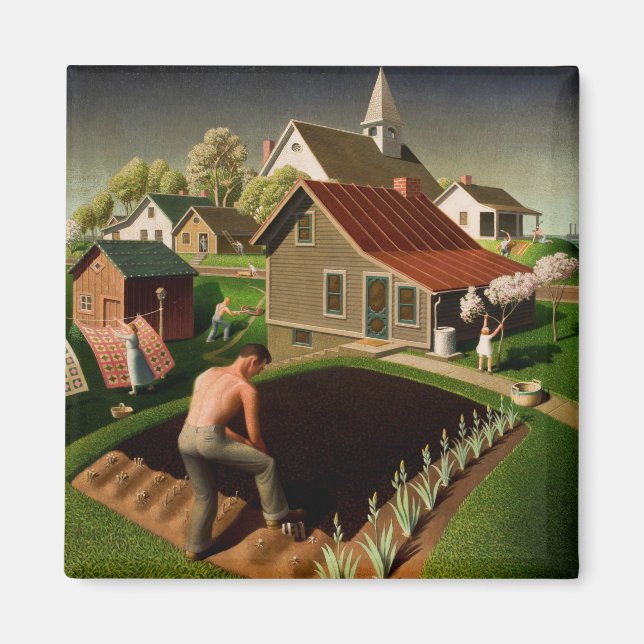 Grant Wood Spring in Town (1941) Magnet (Vorne)