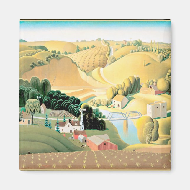 Grant Wood - Stone City, Iowa, Fine Art, Magnet (Vorne)