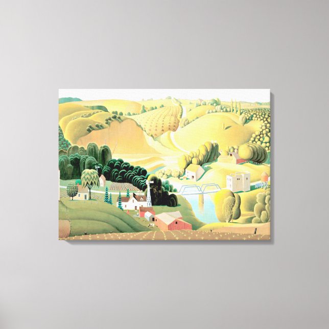 Grant Wood - Stone City, Iowa Leinwanddruck (Vorderseite)
