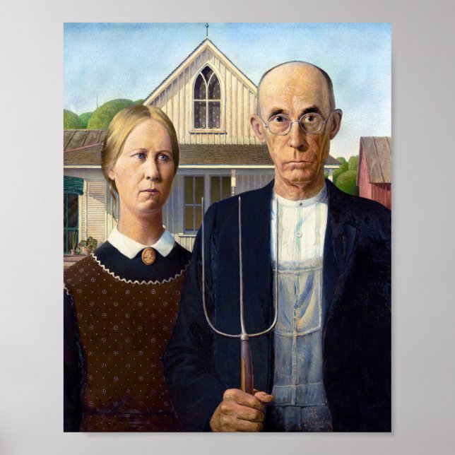 Grant Wood's American Gothic famous painting Poster (Vorne)