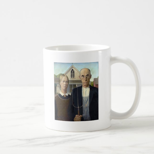 Grant Woods amerikanische Gotik Kaffeetasse (Rechts)
