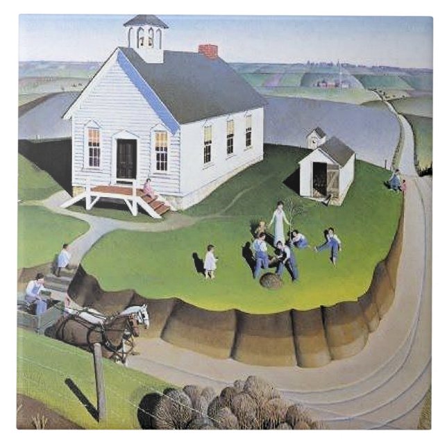 Grant Wood's Arbor Day artwork Fliese (Vorderseite)