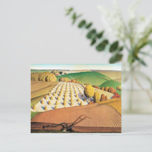 Grant Woods Herbstfurche Postkarte