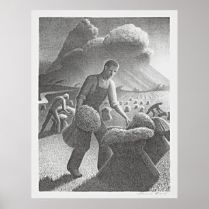 Grant Woods nahender Sturm: Retro Elegance Poster