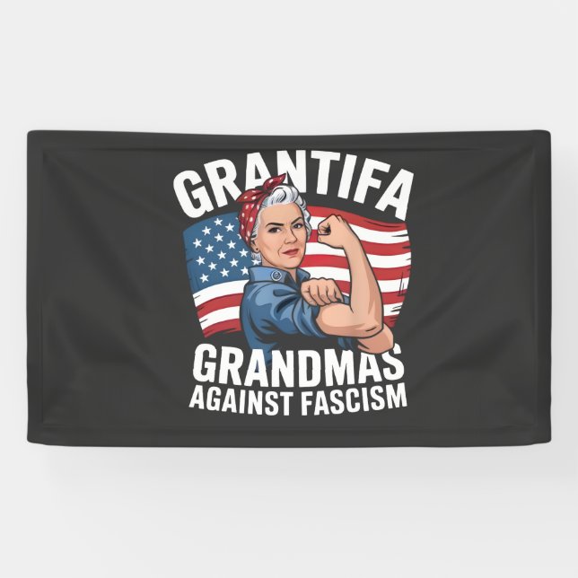 Grantifa Grandma Against Facism No King USA  Banner (Horizontal)