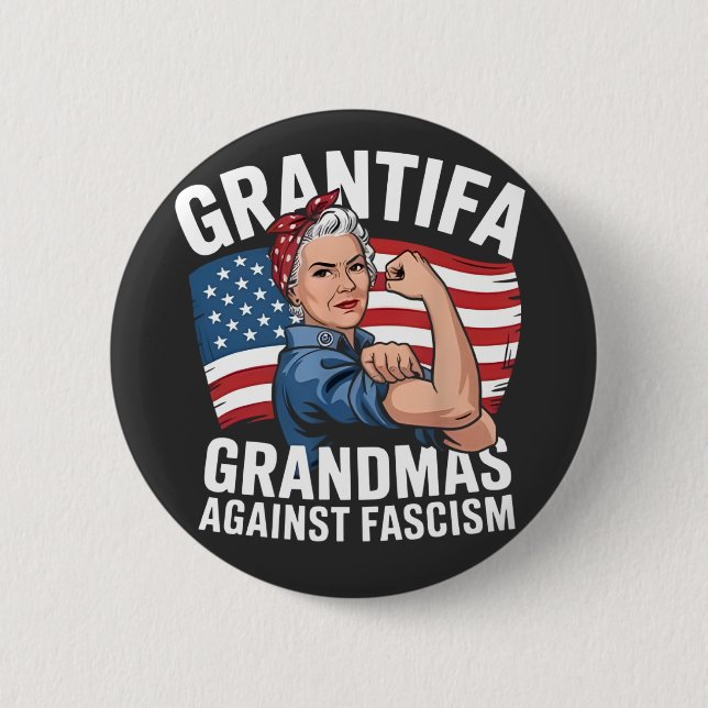 Grantifa Grandma Against Facism No King USA  Button (Vorderseite)