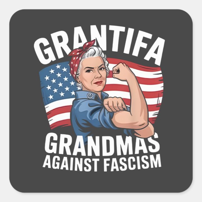 Grantifa Grandma Against Facism No King USA  Quadratischer Aufkleber (Vorderseite)