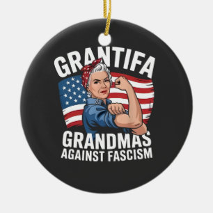 Grantifa Oma gegen Faschismus Kein König USA Keramik Ornament