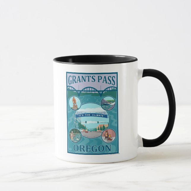Grants Pass, OregonScenic Travel Poster Tasse (Rechts)