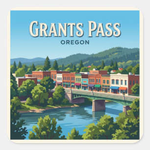 Grants Pass Riverside District Oregon Quadratischer Aufkleber