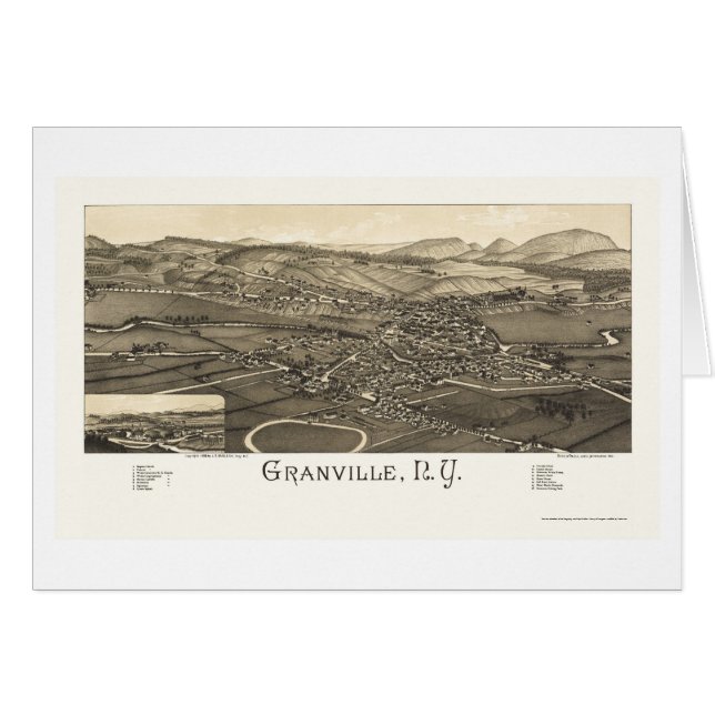 Granville, carte panoramique de NY - 1886 (Devant horizontal)