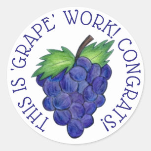 "GRAPE" (Great) Work Teacher Bunch of Trauben Runder Aufkleber