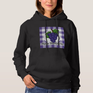 Grape on Violet Plaid - Happy Thanksgiving Hoodie